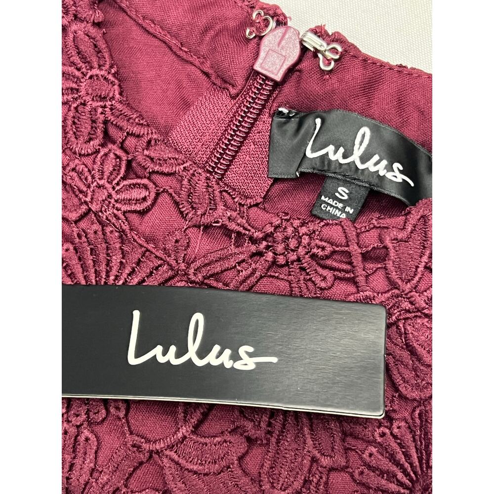Lulus Burgundy Wine Floral Lace Overlay Bodycon Mini Dress Small NWT Cocktail - Picture 6 of 13